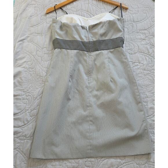 A. Byer Woman's Grey Black Striped Sleeveless Dress Big Bow in Front Size 9 - Picture 6 of 6